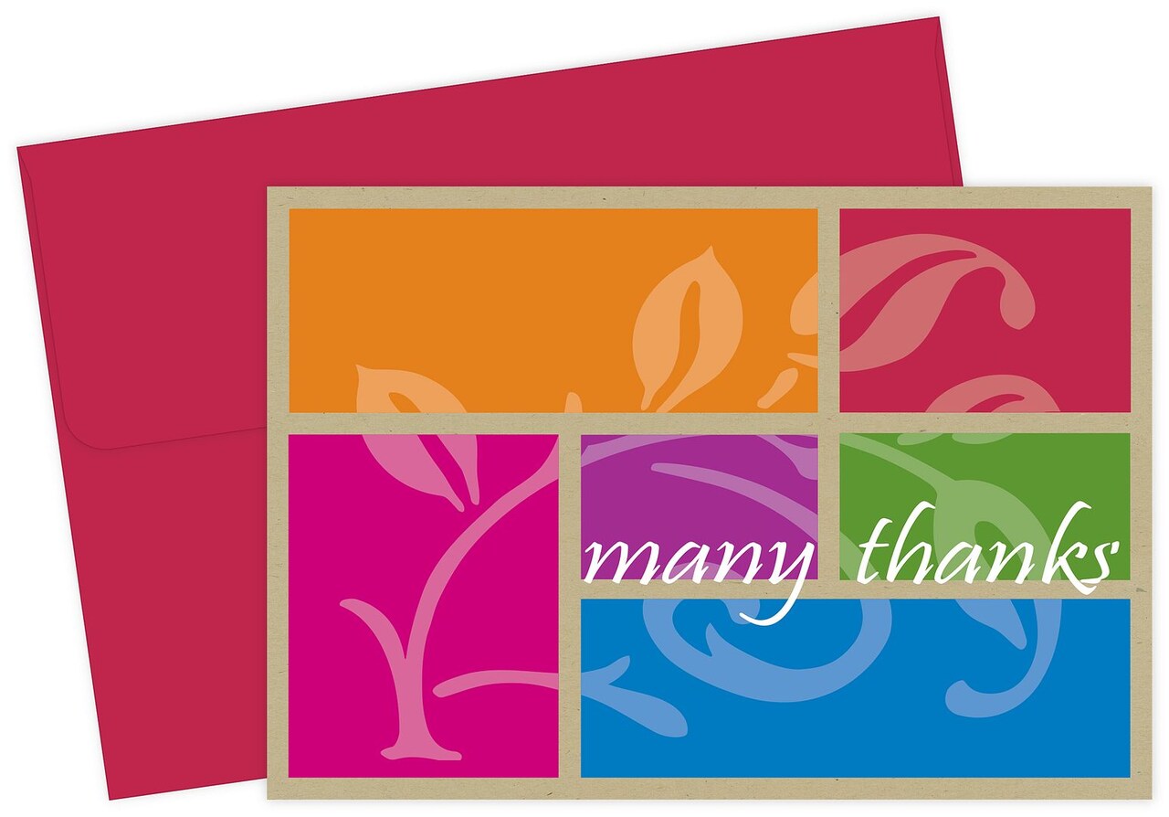 Great Papers! Thank You Note Card and Coordinating Envelope, Color Block, 4.75" x 3.375"(folded), 24 count